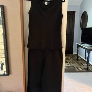 Black Evan Picone suit with sleeveless blouse.